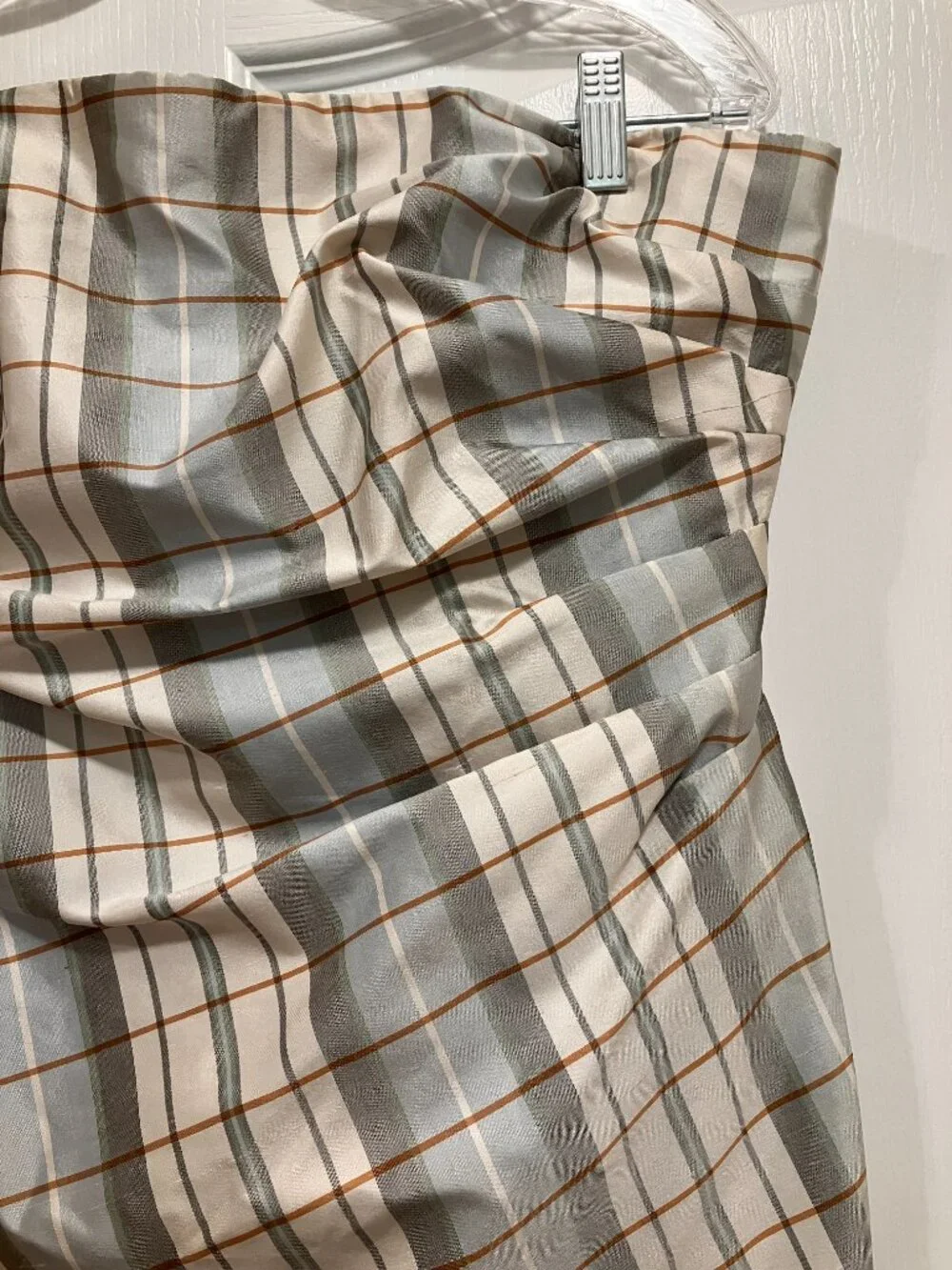 Kay Unger Strapless Silk Plaid Cocktail Dress – Size 10 (Fits Like an 8) - Picture 3 of 10
